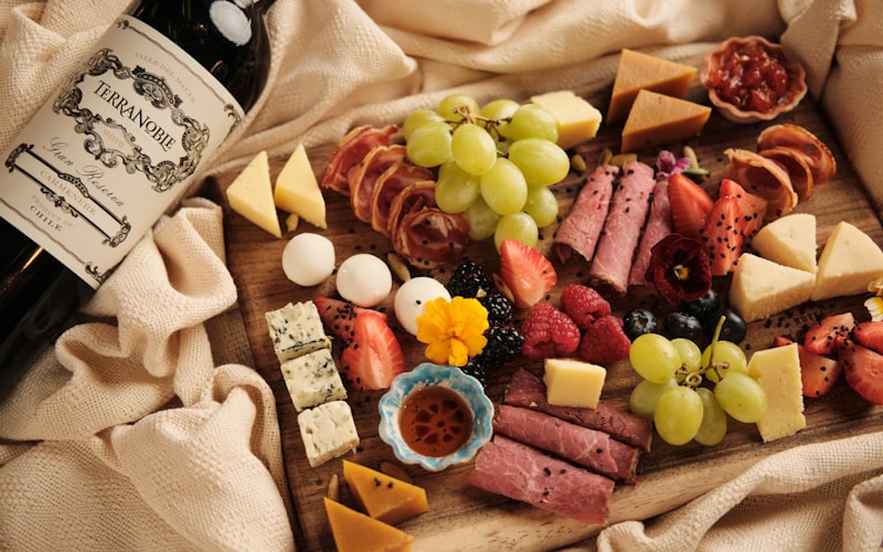 Artisan cheese board with various cheeses