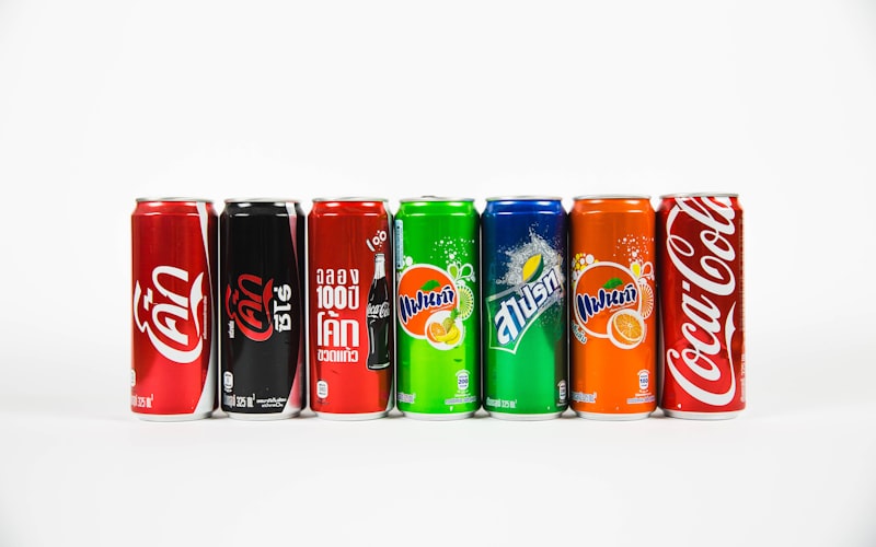 Assorted soda cans