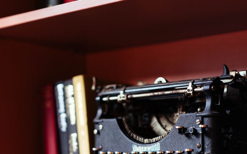 Vintage books and a typewriter